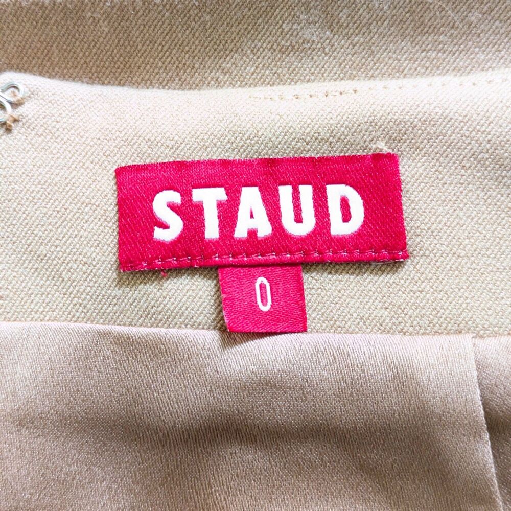 Staud Annette Mini Skirt Camel Brown Size 0 Office Academia Luxury Quiet Girl - Picture 9 of 14